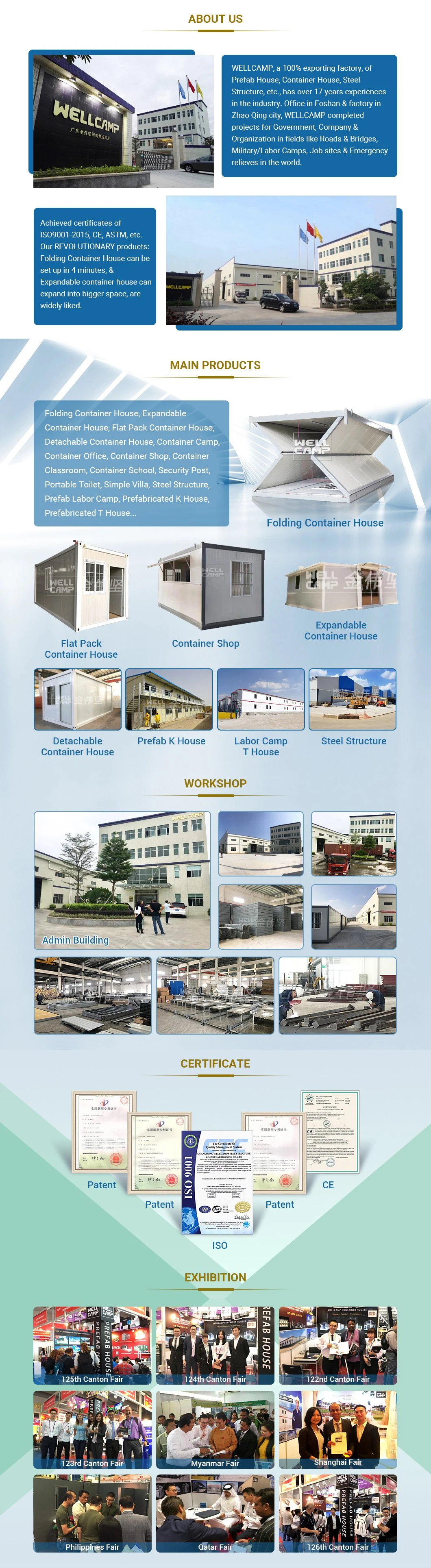 Rcep 4 Minutes Fast Install Prefab Portable Movable Mobile Economic Expandable Modular Flat Pack Prefabricated Folding Container House